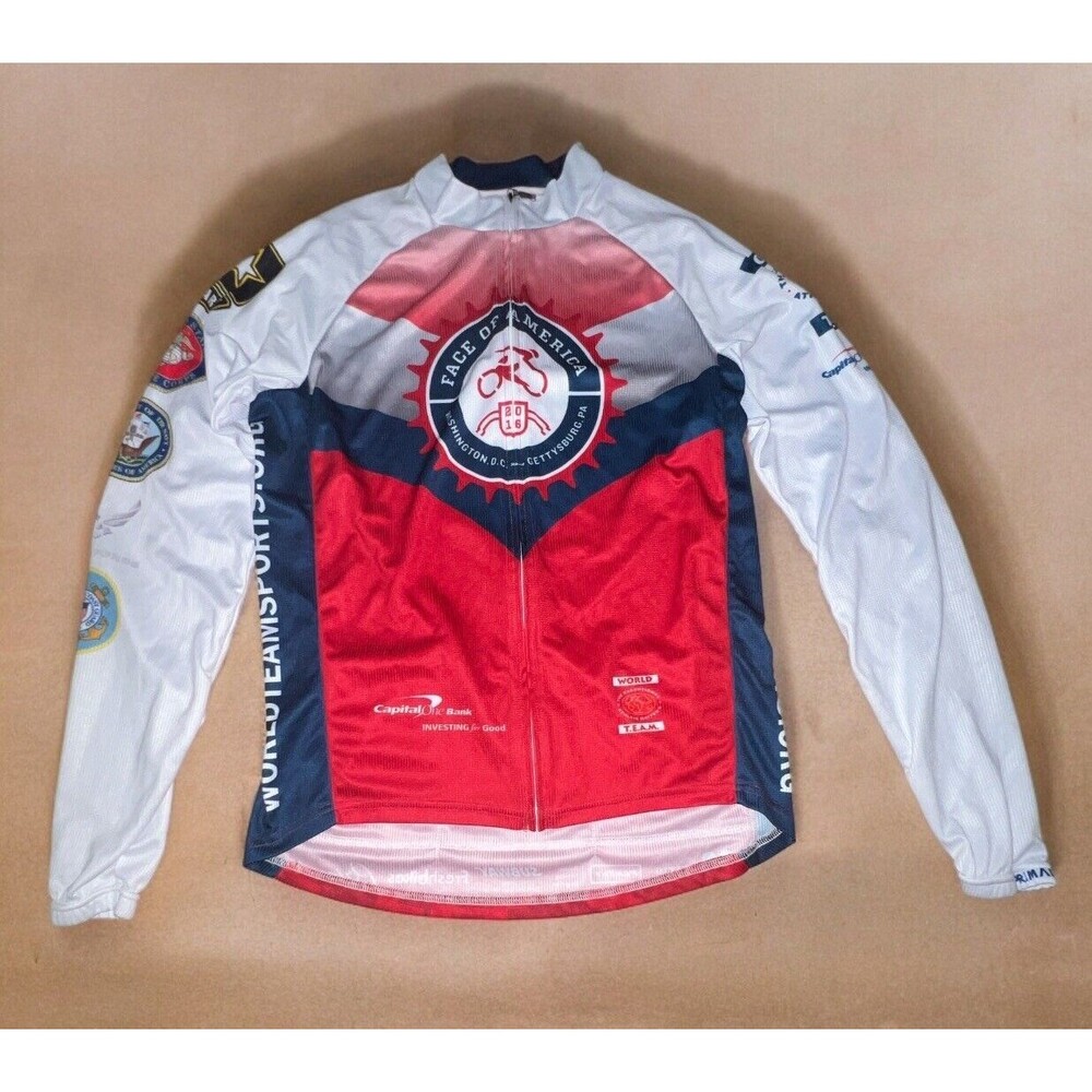 FACE OF AMERICA World Team Capital One Full Zip Cycling Jersey Men’s Size M